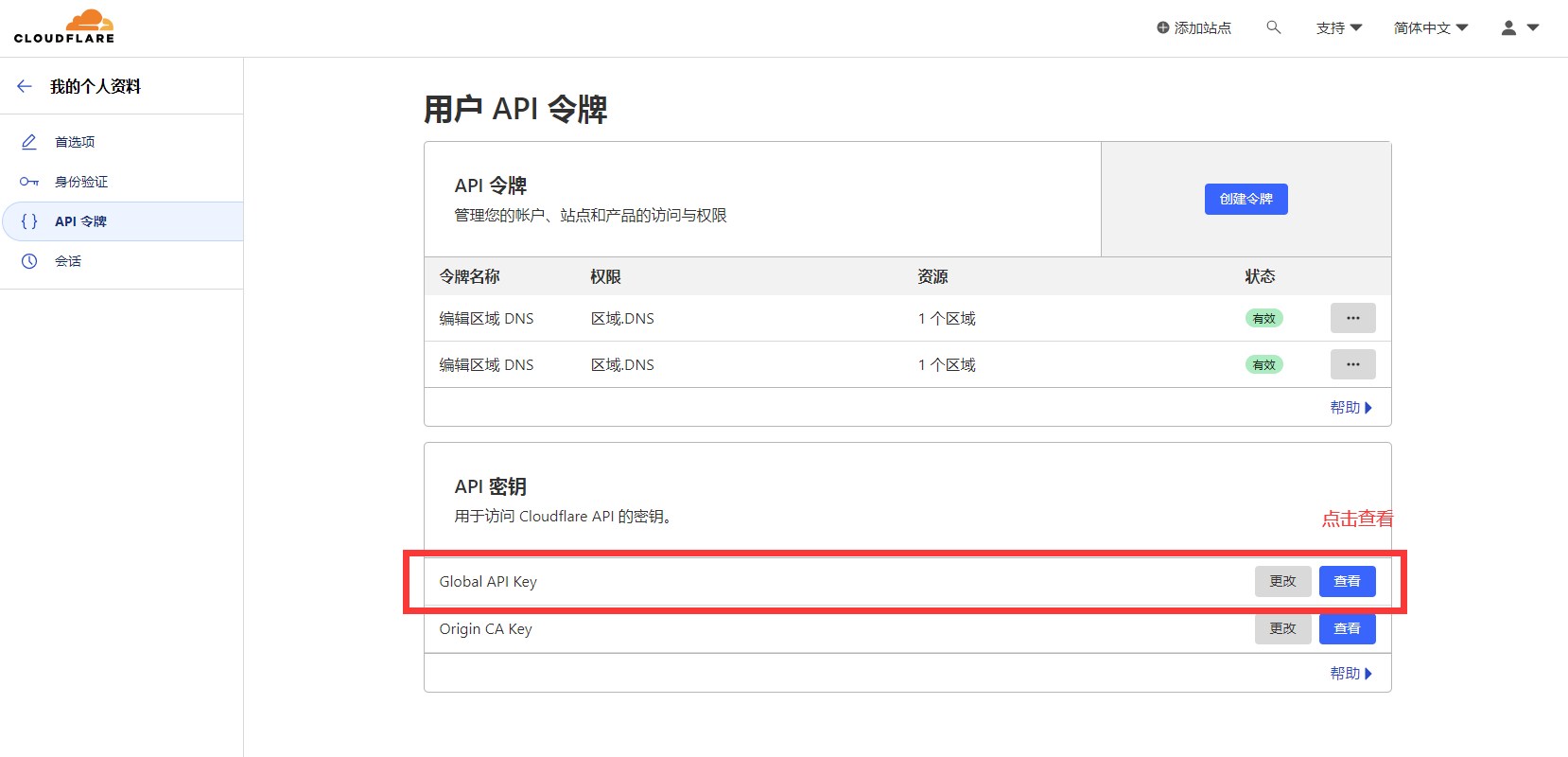 获取Global API Key